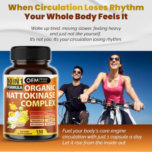 OEM Factory Private Label 10-in-1 Organic Nattokinase Complex Capsules With Vitamin D3 K2 C Niacin Zinc CoQ10 Bromelain Quercetin Supports Healthy Circulation Cardiovascular Health Clean Plant-Based 150 Capsules,MY SHOP,OEM Factory Private Label 10-in-1 Organic Nattokinase Complex Capsules With Vitamin D3 K2 C Niacin Zinc CoQ10 Bromelain Quercetin Supports Healthy Circulation Cardiovascular Health Clean Plant-Based 150 Capsules