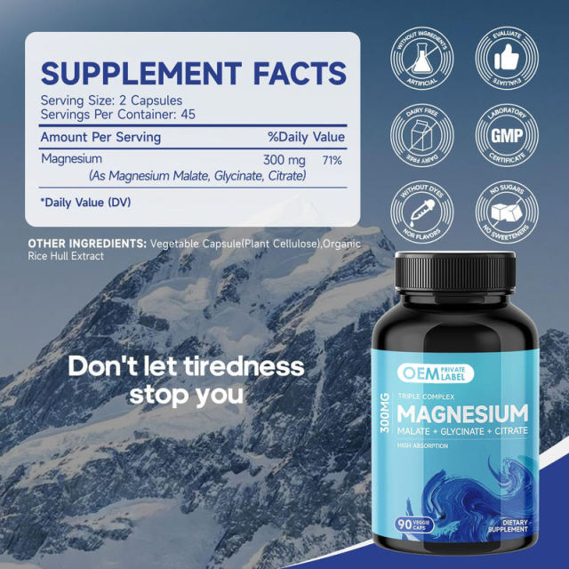 OEM Factory Private Label Triple Complex Magnesium Capsules 300mg Elemental Magnesium Equal Parts Malate Glycinate Citrate High Absorption Forms Chelated Gentle on Stomach No Stearates Binders 90 Veggie Caps,MY SHOP,OEM Factory Private Label Triple Complex Magnesium Capsules 300mg Elemental Magnesium Equal Parts Malate Glycinate Citrate High Absorption Forms Chelated Gentle on Stomach No Stearates Binders 90 Veggie Caps