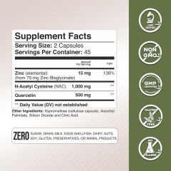 OEM Factory Private Label NAC Quercetin Zinc Capsules N-Acetyl Cysteine 1000mg Quercetin 500mg Zinc 15mg From Zinc Bisglycinate Immune Support Antioxidant Support Lab Tested Non-GMO Gluten Free 90 Capsules,MY SHOP,OEM Factory Private Label NAC Quercetin Zinc Capsules N-Acetyl Cysteine 1000mg Quercetin 500mg Zinc 15mg From Zinc Bisglycinate Immune Support Antioxidant Support Lab Tested Non-GMO Gluten Free 90 Capsules