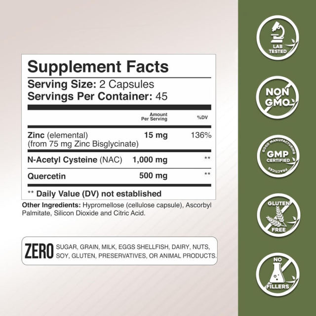 OEM Factory Private Label NAC Quercetin Zinc Capsules N-Acetyl Cysteine 1000mg Quercetin 500mg Zinc 15mg From Zinc Bisglycinate Immune Support Antioxidant Support Lab Tested Non-GMO Gluten Free 90 Capsules,MY SHOP,OEM Factory Private Label NAC Quercetin Zinc Capsules N-Acetyl Cysteine 1000mg Quercetin 500mg Zinc 15mg From Zinc Bisglycinate Immune Support Antioxidant Support Lab Tested Non-GMO Gluten Free 90 Capsules