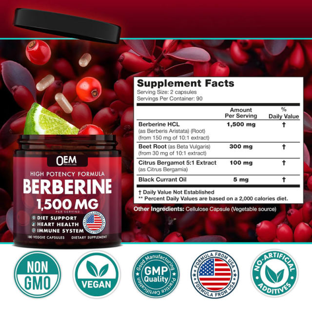 OEM Factory Private Label High Potency Berberine Capsules 1500mg Per Serving With Beet Root 300mg Citrus Bergamot 100mg Black Currant Oil 5mg Diet Support Heart Health Immune System 180 Veggie Capsules,MY SHOP,OEM Factory Private Label High Potency Berberine Capsules 1500mg Per Serving With Beet Root 300mg Citrus Bergamot 100mg Black Currant Oil 5mg Diet Support Heart Health Immune System 180 Veggie Capsules