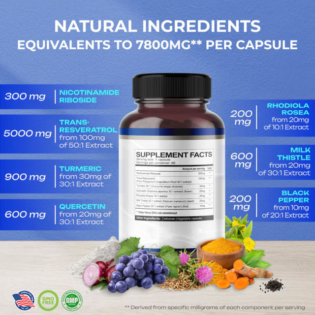 GMP Certified OEM NAD+ Boosting Formula 7-in-1 Nicotinamide Riboside Resveratrol Turmeric Quercetin Milk Thistle 7,800mg Per Serving Promotes Energy Production Anti-Aging Support 90 Capsules,MY SHOP,GMP Certified OEM NAD+ Boosting Formula 7-in-1 Nicotinamide Riboside Resveratrol Turmeric Quercetin Milk Thistle 7,800mg Per Serving Promotes Energy Production Anti-Aging Support 90 Capsules