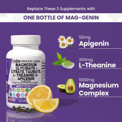 GMP Certified OEM Magnesium Complex With Apigenin L-Theanine 1000mg Magnesium Glycinate Citrate Taurate 200mg L-Theanine 50mg Apigenin Vitamin B6 Zinc Copper GABA 5-HTP Glycine Phosphatidylcholine Passion Flower Lemon Balm 60 Capsules,MY SHOP,GMP Certified OEM Magnesium Complex With Apigenin L-Theanine 1000mg Magnesium Glycinate Citrate Taurate 200mg L-Theanine 50mg Apigenin Vitamin B6 Zinc Copper GABA 5-HTP Glycine Phosphatidylcholine Passion Flower Lemon Balm 60 Capsules