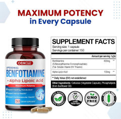OEM Factory Private Label Liposomal Benfotiamine Capsules With Alpha Lipoic Acid Fat-Soluble Vitamin B1 Supports Nerve Health Healthy Metabolism Cardiovascular Health Cellular Protection 150 Capsules,MY SHOP,OEM Factory Private Label Liposomal Benfotiamine Capsules With Alpha Lipoic Acid Fat-Soluble Vitamin B1 Supports Nerve Health Healthy Metabolism Cardiovascular Health Cellular Protection 150 Capsules