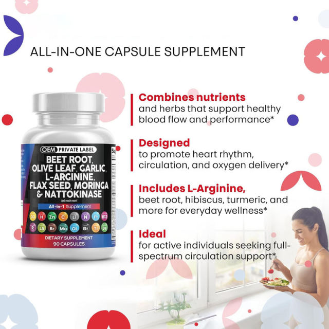 OEM Factory Private Label All-in-1 Beet Root Capsules 22 Ingredients Beet Root Olive Leaf Garlic L-Arginine Flax Seed Moringa Nattokinase Vitamin C D3 B6 B12 Zinc Selenium Potassium NAC Turmeric 90 Capsules,MY SHOP,OEM Factory Private Label All-in-1 Beet Root Capsules 22 Ingredients Beet Root Olive Leaf Garlic L-Arginine Flax Seed Moringa Nattokinase Vitamin C D3 B6 B12 Zinc Selenium Potassium NAC Turmeric 90 Capsules