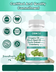 OEM Factory Private Label Oregano Oil Capsules 600mg With Black Seed Oil 300mg Garlic Extract 400mg Elderberry 100mg Vitamin D3 Magnesium Glycinate Olive Leaf Coptis Quercetin Bromelain Black Pepper Immune Support 120 Capsules,MY SHOP,OEM Factory Private Label Oregano Oil Capsules 600mg With Black Seed Oil 300mg Garlic Extract 400mg Elderberry 100mg Vitamin D3 Magnesium Glycinate Olive Leaf Coptis Quercetin Bromelain Black Pepper Immune Support 120 Capsules