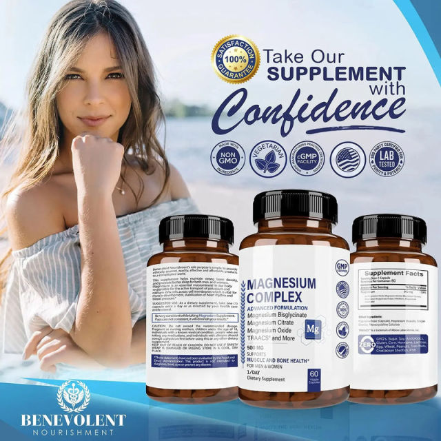 OEM Factory Private Label Magnesium Complex Capsules 500mg Per Serving 5 Forms Bisglycinate Citrate Oxide Taurate Aspartate TRAACS Chelate Supports Muscle Bone Health Energy Production Heart Health Sleep Digestion 60 Veggie Capsules,MY SHOP,OEM Factory Private Label Magnesium Complex Capsules 500mg Per Serving 5 Forms Bisglycinate Citrate Oxide Taurate Aspartate TRAACS Chelate Supports Muscle Bone Health Energy Production Heart Health Sleep Digestion 60 Veggie Capsules