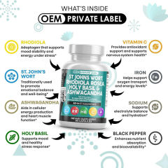 OEM Factory Private Label St John's Wort Rhodiola Capsules 1000mg St John's Wort 10:1 1000mg Rhodiola 20:1 200mg Ashwagandha 30:1 100mg Holy Basil 30:1 Vitamin C 45mg Iron 4mg Black Pepper 5mg Mood Stress Energy Support 90 Capsules,MY SHOP,OEM Factory Private Label St John's Wort Rhodiola Capsules 1000mg St John's Wort 10:1 1000mg Rhodiola 20:1 200mg Ashwagandha 30:1 100mg Holy Basil 30:1 Vitamin C 45mg Iron 4mg Black Pepper 5mg Mood Stress Energy Support 90 Capsules