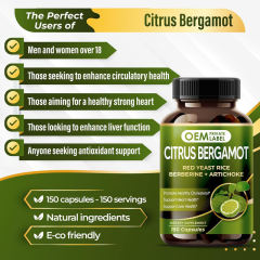 OEM Factory Private Label Citrus Bergamot Capsules With Red Yeast Rice Berberine Artichoke Niacin Odorless Garlic Psyllium Fenugreek Hibiscus Black Pepper Promote Healthy Cholesterol Heart Health Liver Support 150 Capsules,MY SHOP,OEM Factory Private Label Citrus Bergamot Capsules With Red Yeast Rice Berberine Artichoke Niacin Odorless Garlic Psyllium Fenugreek Hibiscus Black Pepper Promote Healthy Cholesterol Heart Health Liver Support 150 Capsules