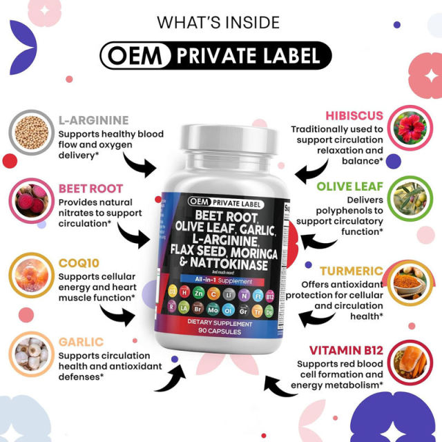 OEM Factory Private Label All-in-1 Beet Root Capsules 22 Ingredients Beet Root Olive Leaf Garlic L-Arginine Flax Seed Moringa Nattokinase Vitamin C D3 B6 B12 Zinc Selenium Potassium NAC Turmeric 90 Capsules,MY SHOP,OEM Factory Private Label All-in-1 Beet Root Capsules 22 Ingredients Beet Root Olive Leaf Garlic L-Arginine Flax Seed Moringa Nattokinase Vitamin C D3 B6 B12 Zinc Selenium Potassium NAC Turmeric 90 Capsules