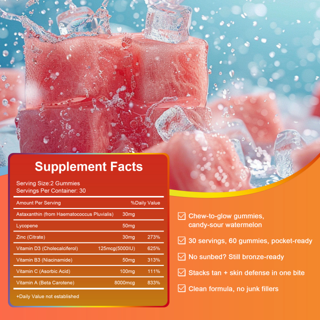 OEM Daily Tanning Gummies Manufacturer | 30mg Astaxanthin + 8000mg Beta Carotene | Sour Watermelon | Private Label,MY SHOP,OEM Daily Tanning Gummies Manufacturer | 30mg Astaxanthin + 8000mg Beta Carotene | Sour Watermelon | Private Label