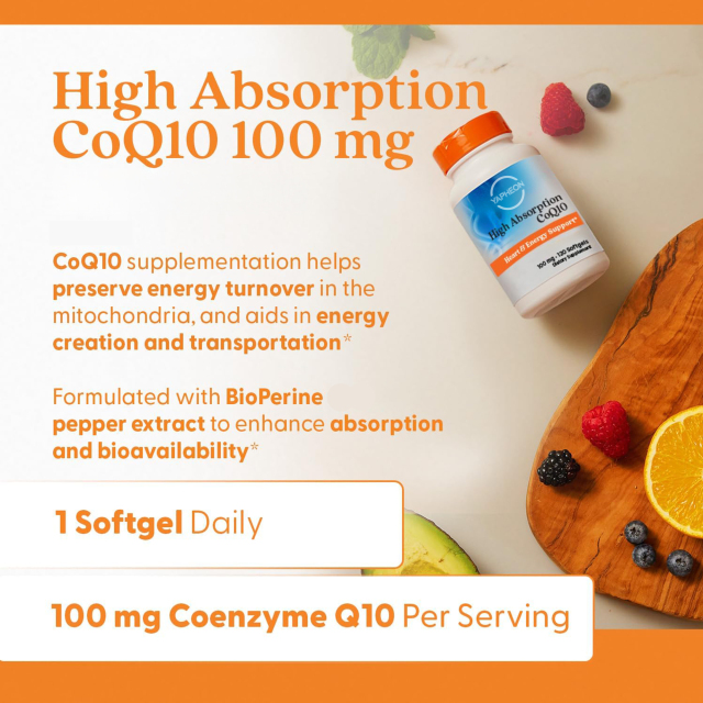 YAPHEON High Absorption CoQ10 100mg with BioPerine - 120 Softgels,MY SHOP,