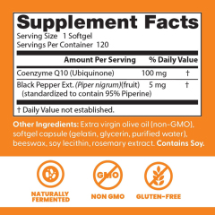 YAPHEON High Absorption CoQ10 100mg with BioPerine - 120 Softgels,MY SHOP,