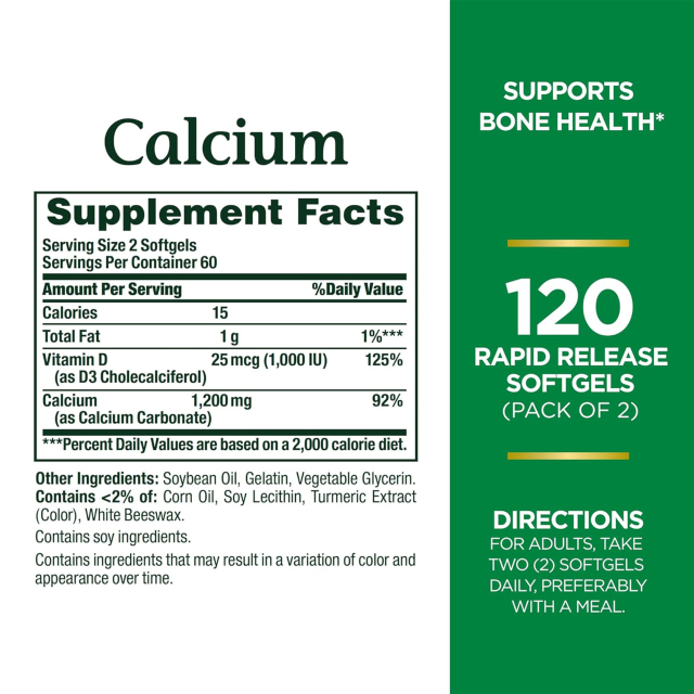 OEM Calcium 1200mg with Vitamin D3 1000IU - 240 Rapid Release Softgels Twin Pack,MY SHOP,OEM Supplyment