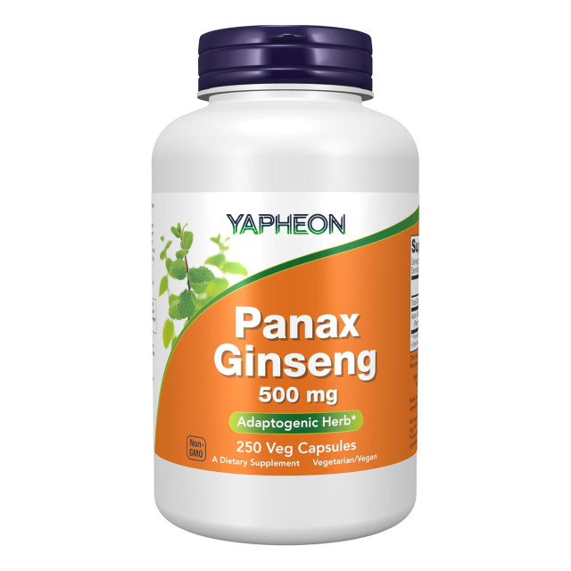 YAPHEON Panax Ginseng 500mg (1000mg Per Serving) - 250 Veg Capsules,MY SHOP,OEM Supplyment