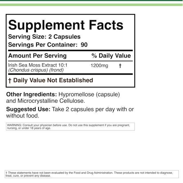 OEM Irish Sea Moss 10:1 Extract 1200mg Capsules - 180 Capsules,MY SHOP,OEM Irish Sea Moss 10:1 Extract 1200mg Capsules - 180 Capsules