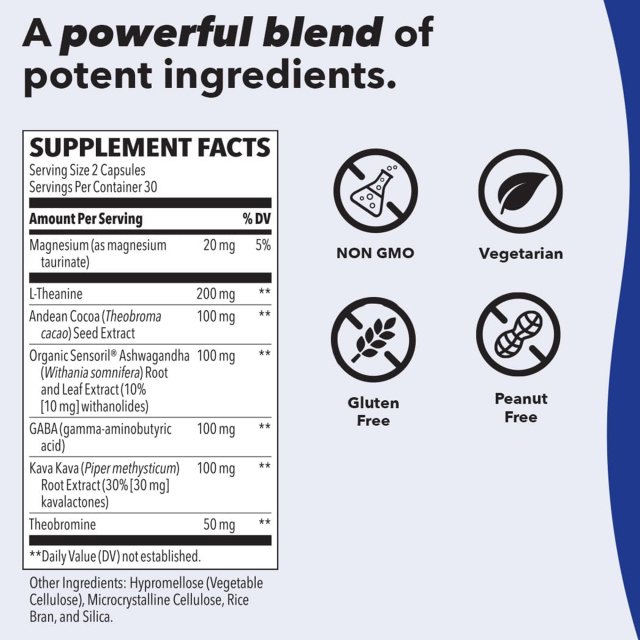 OEM Stress Support Supplement Ashwagandha L-Theanine GABA Kava Kava Theobromine 60 Vegetarian Capsules,MY SHOP,OEM Supplyment