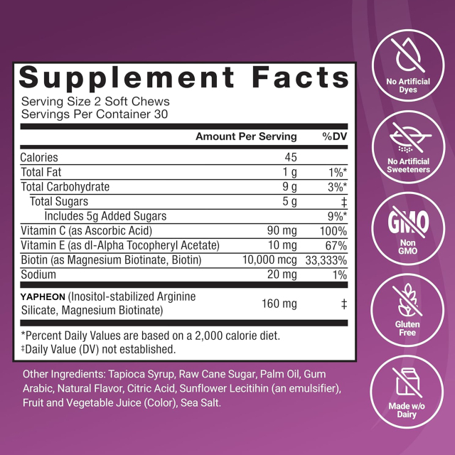 YAPHEON Hair Growth Soft Chews Gummies,MY SHOP,YAPHEON Hair Growth Soft Chews Gummies