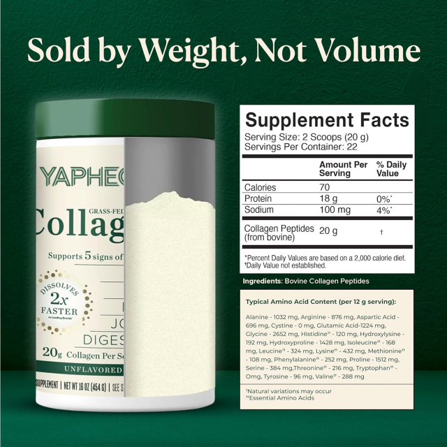 YAPHEON Grass-Fed Bovine Collagen Peptides Powder,MY SHOP,YAPHEON Grass-Fed Bovine Collagen Peptides Powder