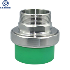 PPR thread union connector with brass insert for water supply pipe systems
