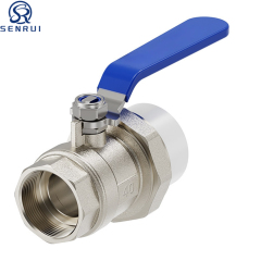 Blue handle PPR double union stainless steel ball valve for plumbing systems