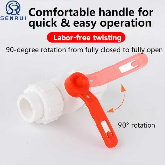 Ergonomic handle design of PPR ball valve for easy operation