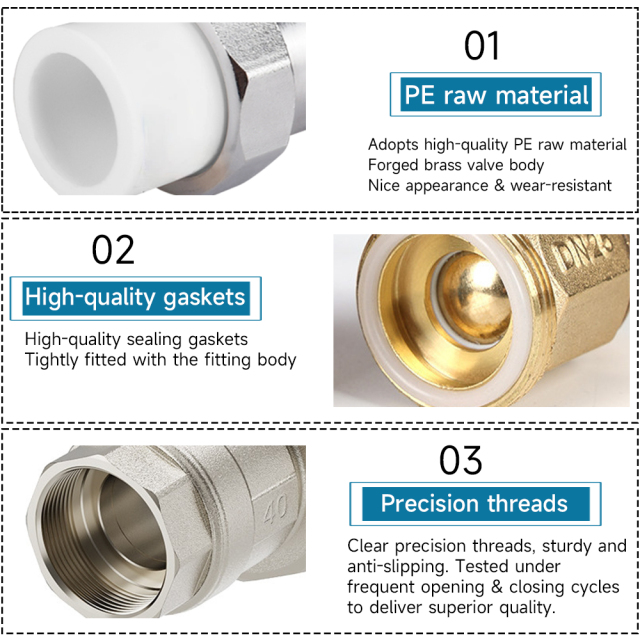 Structure of PPR double union stainless steel ball valve with removable union connection