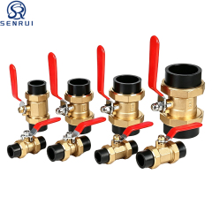 Different sizes of PPR double union brass ball valves for plumbing systems