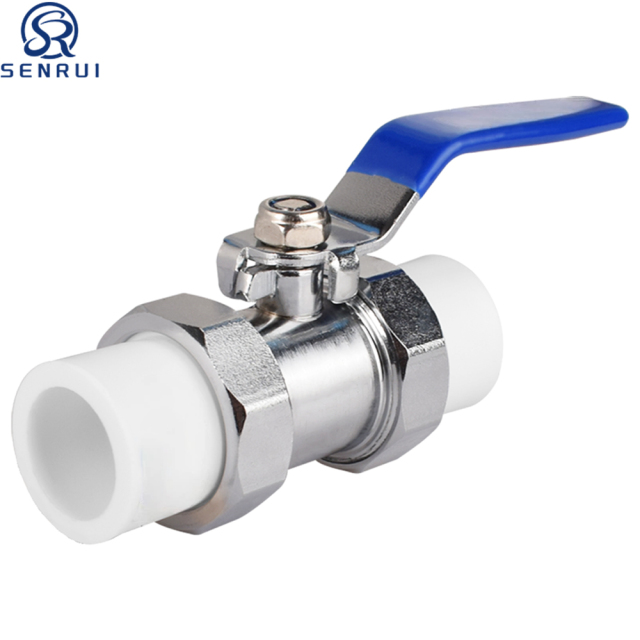 PPR stainless steel double union ball valve for residential and commercial water supply