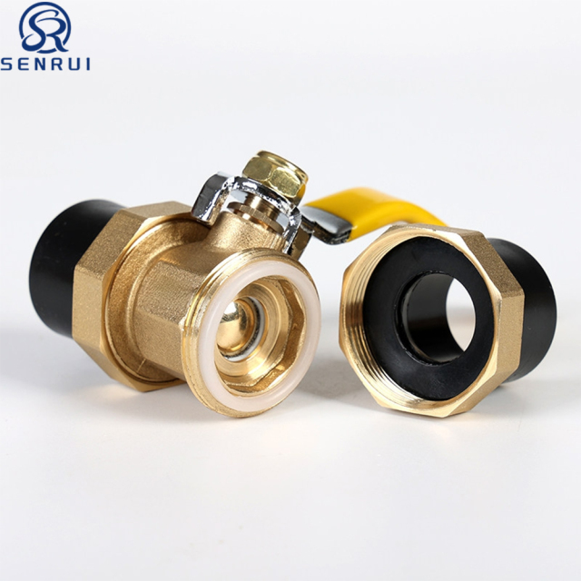 PPR union brass ball valve with easy removable connection design