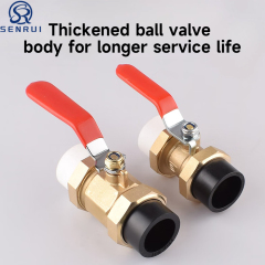 Thickened PPR double union brass ball valve with durable brass body
