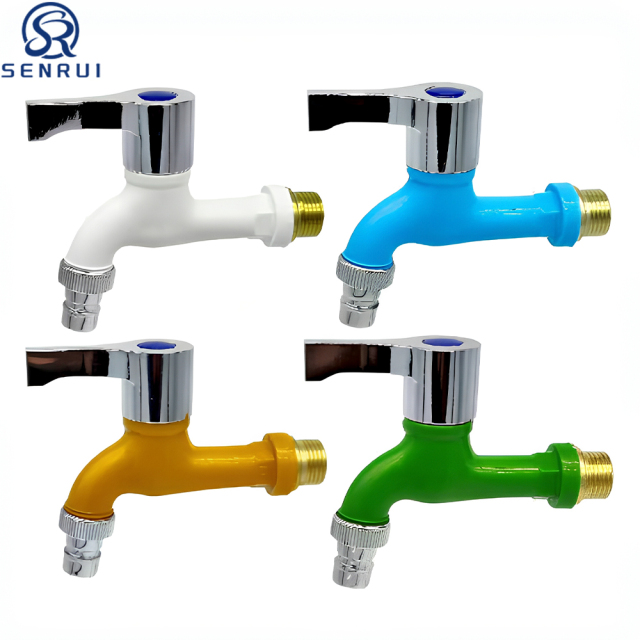 Plastic water taps available in different colors for garden and plumbing systems