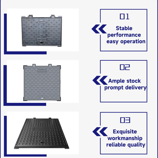 Square Ductile Iron Access Manhole Cover Anti‑Slip  for Sewer & Drainage