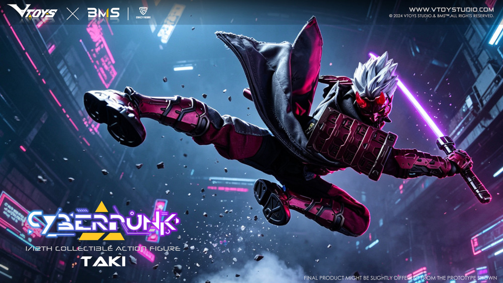 【Pre-order】 1/12 VTOYS X BMS X CF - Cyberpunk Samurai The Crimson Dawn of the Blade.Action Figure
