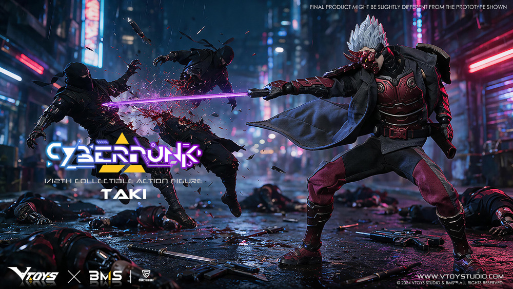 【Pre-order】 1/12 VTOYS X BMS X CF - Cyberpunk Samurai The Crimson Dawn of the Blade.Action Figure