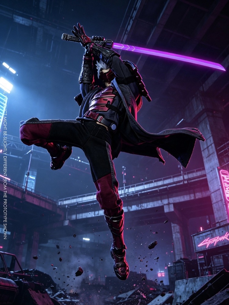 【Pre-order】 1/12 VTOYS X BMS X CF - Cyberpunk Samurai The Crimson Dawn of the Blade.Action Figure