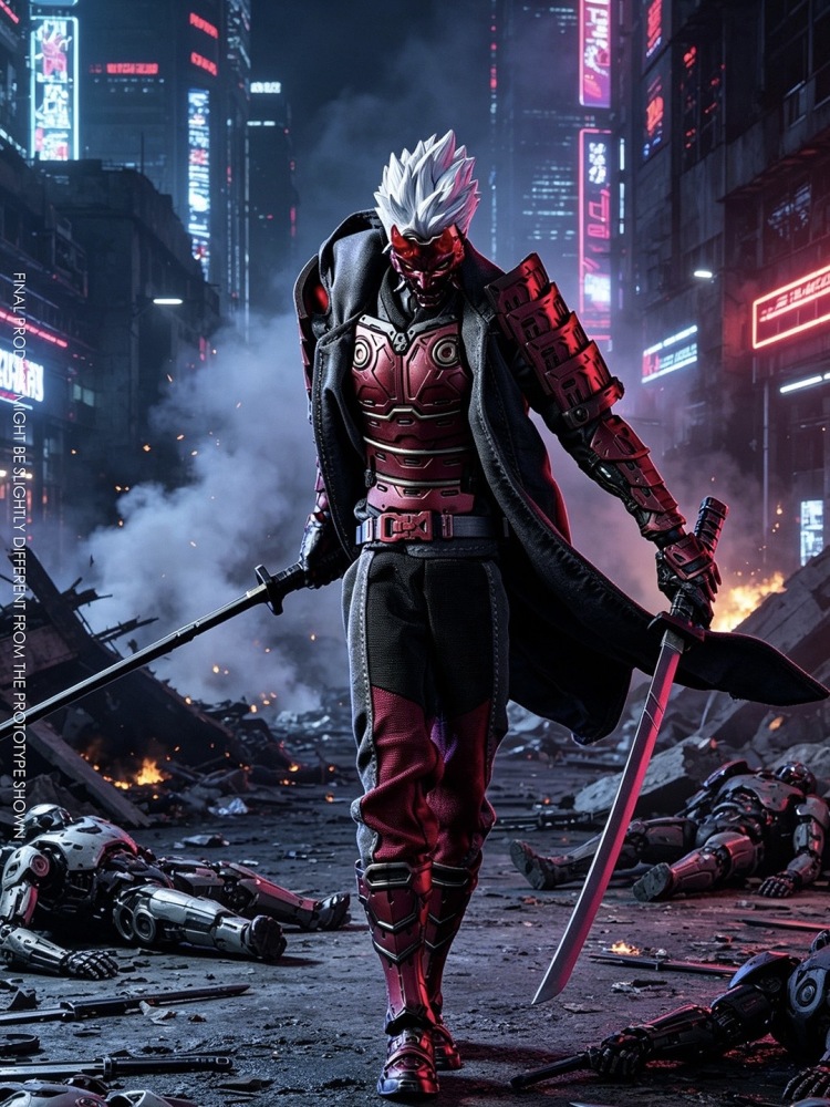 【Pre-order】 1/12 VTOYS X BMS X CF - Cyberpunk Samurai The Crimson Dawn of the Blade.Action Figure