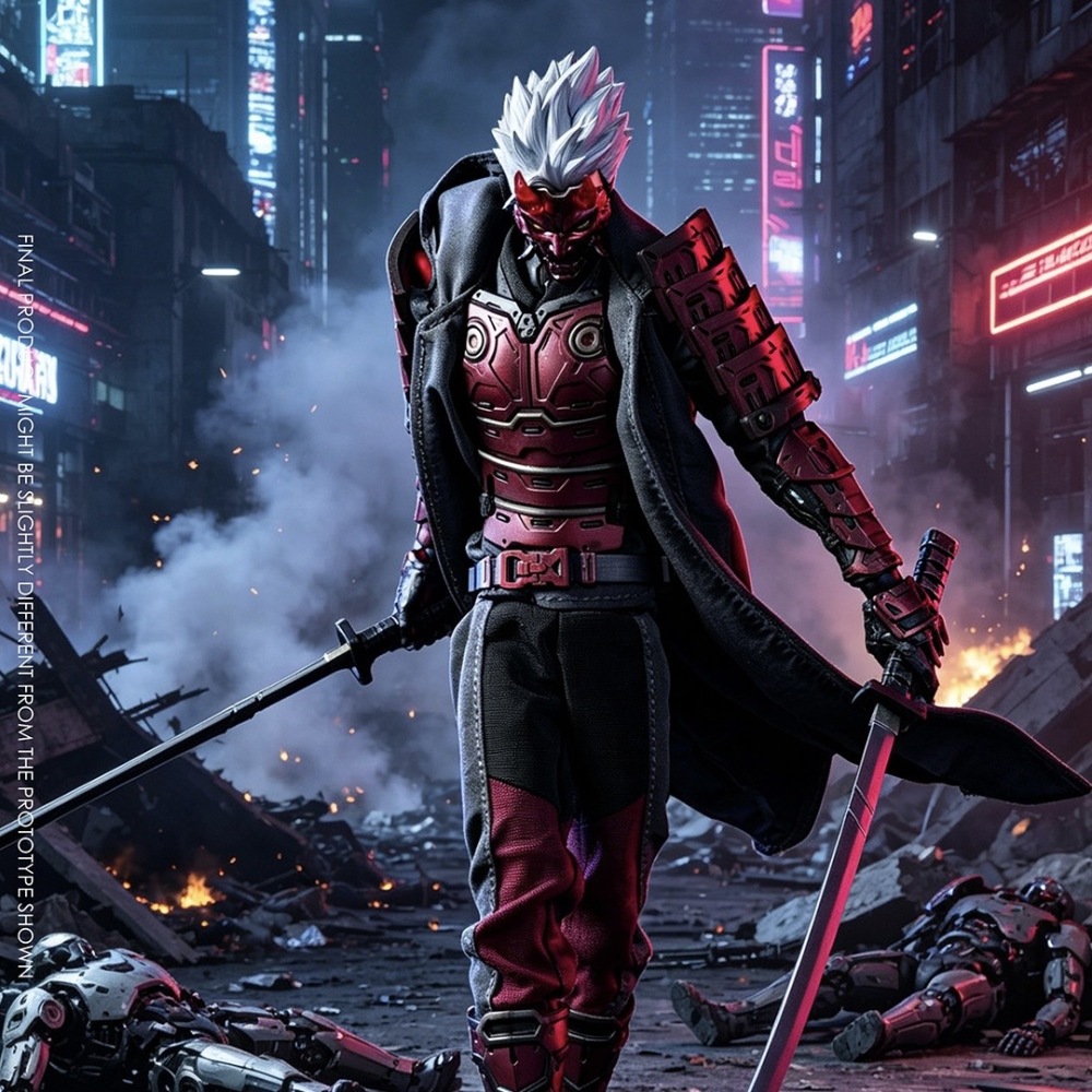 【Pre-order】 1/12 VTOYS X BMS X CF - Cyberpunk Samurai The Crimson Dawn of the Blade.Action Figure