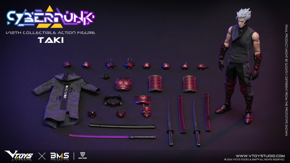 【Pre-order】 1/12 VTOYS X BMS X CF - Cyberpunk Samurai The Crimson Dawn of the Blade.Action Figure