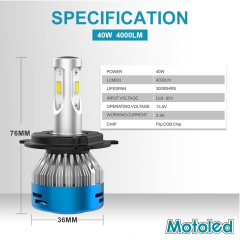 Motoled AC/DC 8V-80V H4 40W 4000lm 3 Side Emitting Super Bright M3max LED Accessory Auto Universal Motorcycle LED Bulb Bombillos Headlight