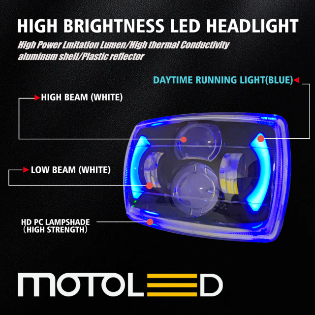 Motoled Honda CD70 Semi-assembly Blue DRL Optical Projector Lens Motorcycle LED Accessory Headlight