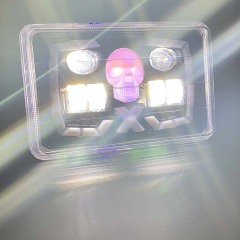 Motoled Honda CG125 Semi-assembly Red Skull DRL Optical Projector Lens Motorcycle LED Accessory Headlight