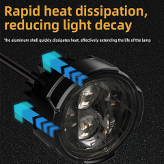 MOTOLED VISHAY 2Pcs/set Motorcycle External LED Spotlight 6 LED 120W 12000LM 6500K Light with Replacement Kit