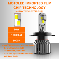Motoled H4 90W 10000LM 6000K CSP LED Car Headlight