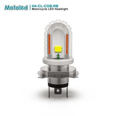Motoled H4 COB Red Blue Flash Led Headlight Bulb for Motorcycle