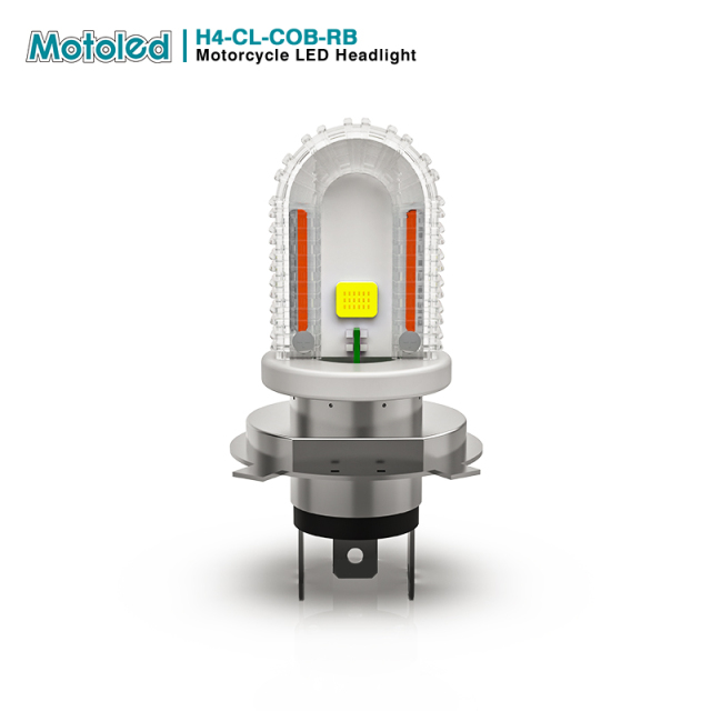 Motoled H4 COB Red Blue Flash Led Headlight Bulb for Motorcycle