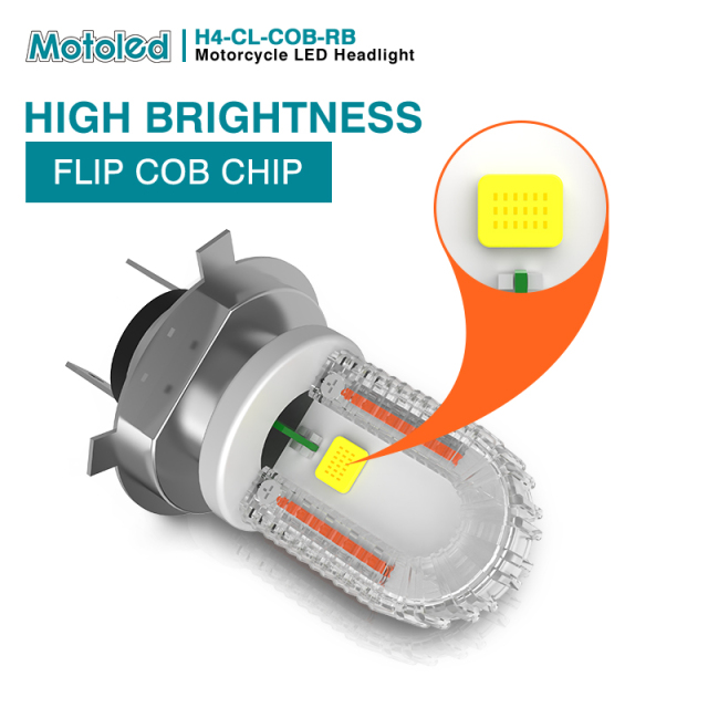 Motoled H4 COB Red Blue Flash Led Headlight Bulb for Motorcycle
