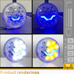 Motoled SUZUKI GN125 Semi-assembly Blue Breathing Water DRL Dual Color（White Yellow） Motorcycle LED Accessory Headlight