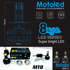 Motoled DC 8V-80V 80W 8000lm 8 Side Emitting COB Motorcycle Led Headlight