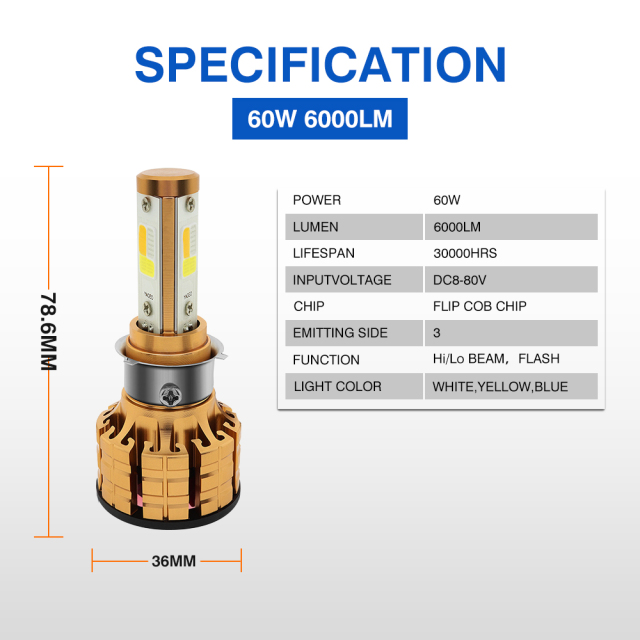 مصباح أمامي للدراجة النارية 50 وات 5000LM (M3-BYW)